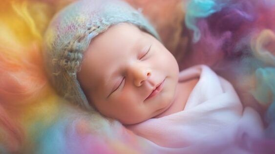 bebe sonriente y colorida