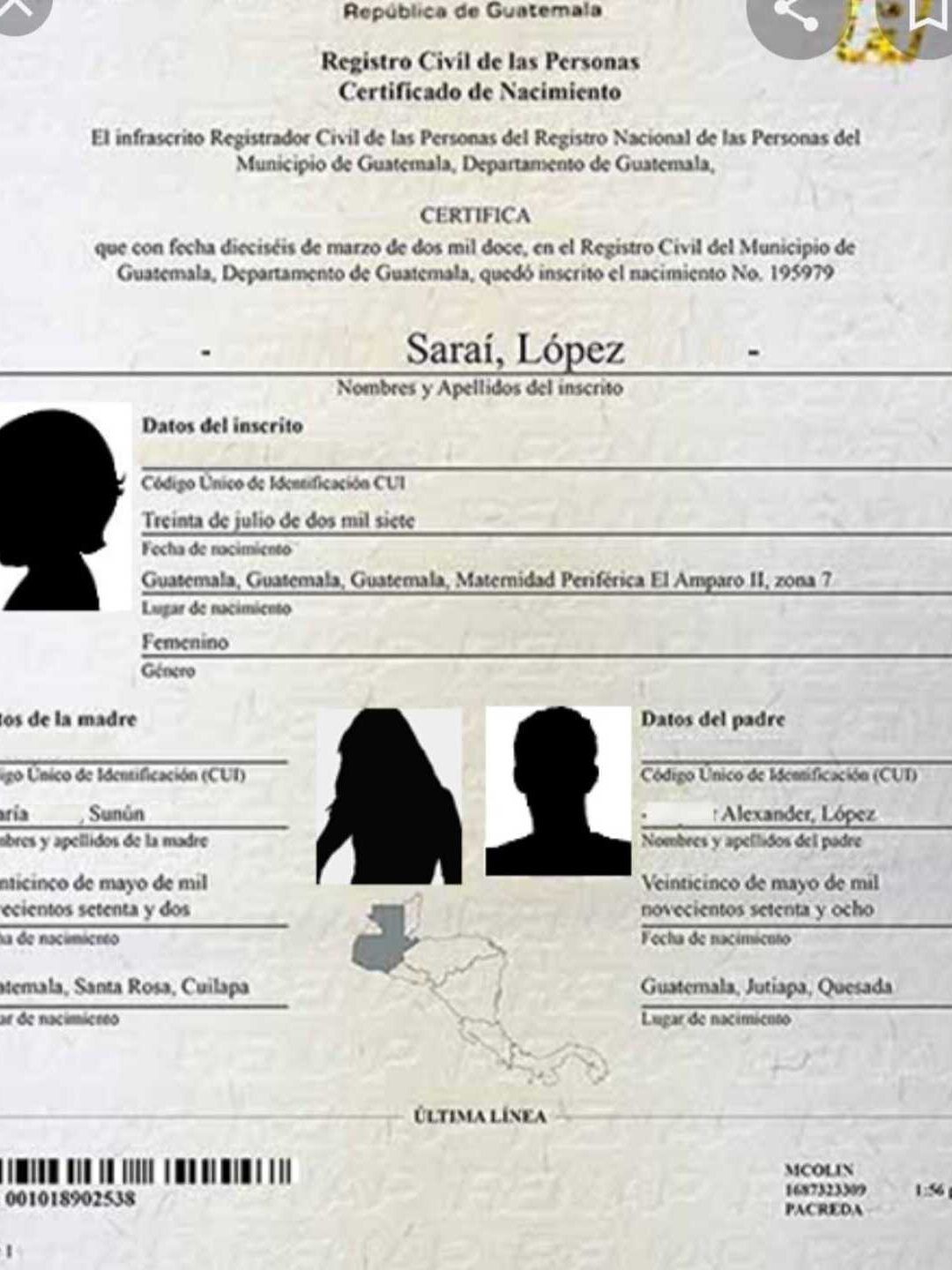 certificado de nacimiento