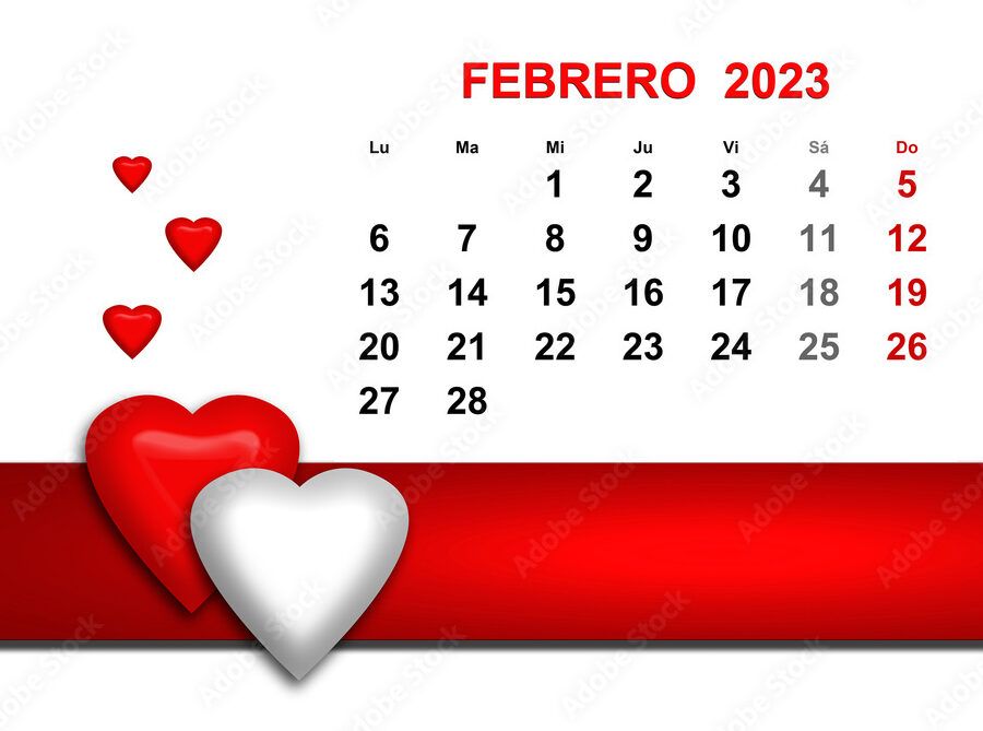 corazones y calendario