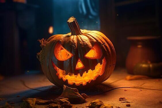 jack olantern iluminado por velas