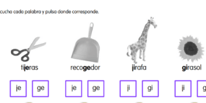letras con ge gi je y ji