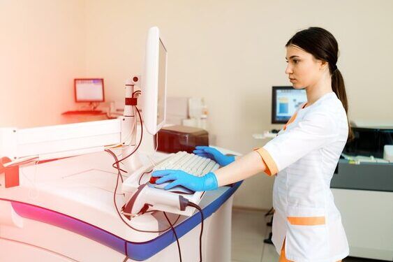 mujer revisando analisis medicos