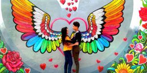 creatividad en mural de fotos