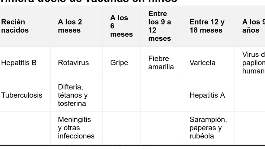 vacunas para bebes antes 6 anos